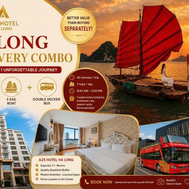 Halong Sunset Three-Sided Boat Combo
