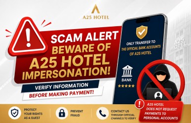 A25 HOTEL IMPERSONATION SCAM ALERT – OFFICIAL BANK ACCOUNT INFORMATION