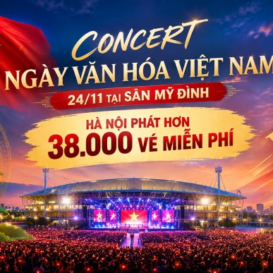 Concert Ngày Văn hóa Việt Nam 24/11 tại sân Mỹ Đình: Hà Nội phát hơn 38.000 vé miễn phí