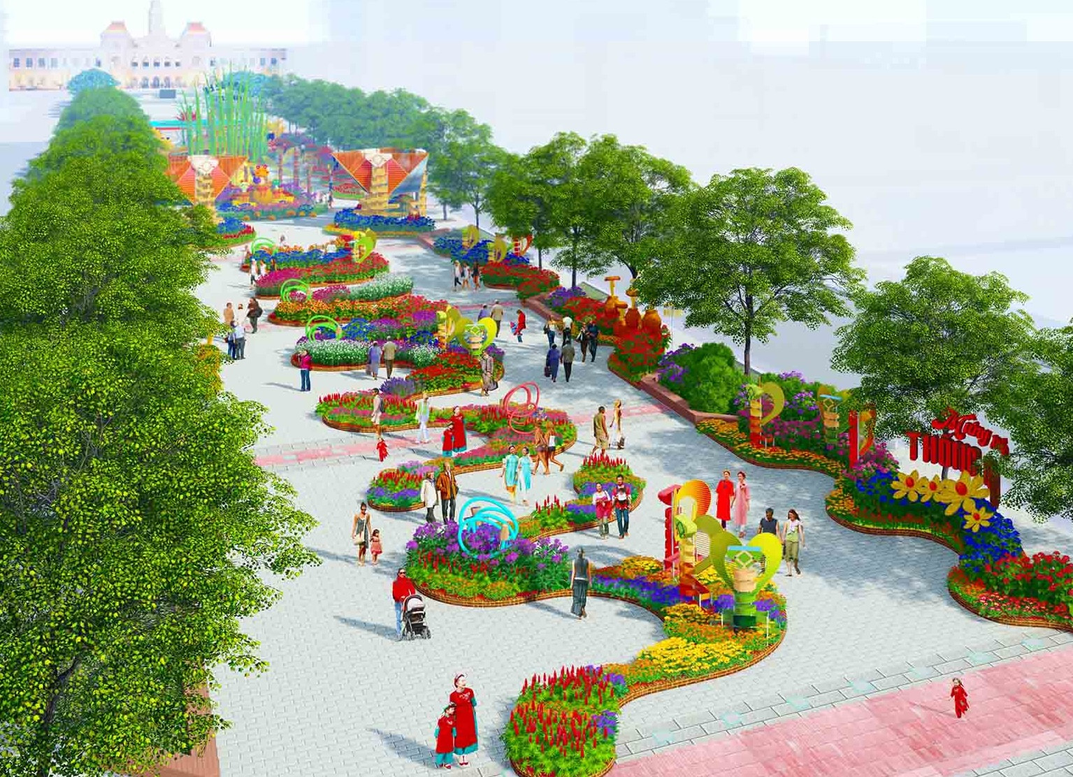 Phối cảnh đường Hoa Nguyễn Huệ Tết Nguyên Đán 2026